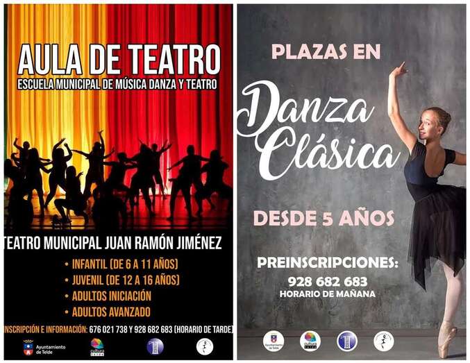 Carteles del Aula de Teatro de la Escuela Municipal de Música, Danza y Teatro de Telde/TA.